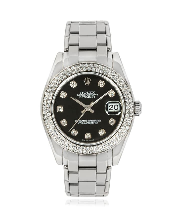 Rolex Pearlmaster 81339, Silver dial, 34mm White Gold